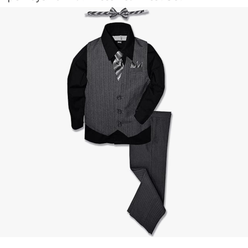 Johnnie Lene Pinstripe Boys Formal Dresswear Vest Set Size 10